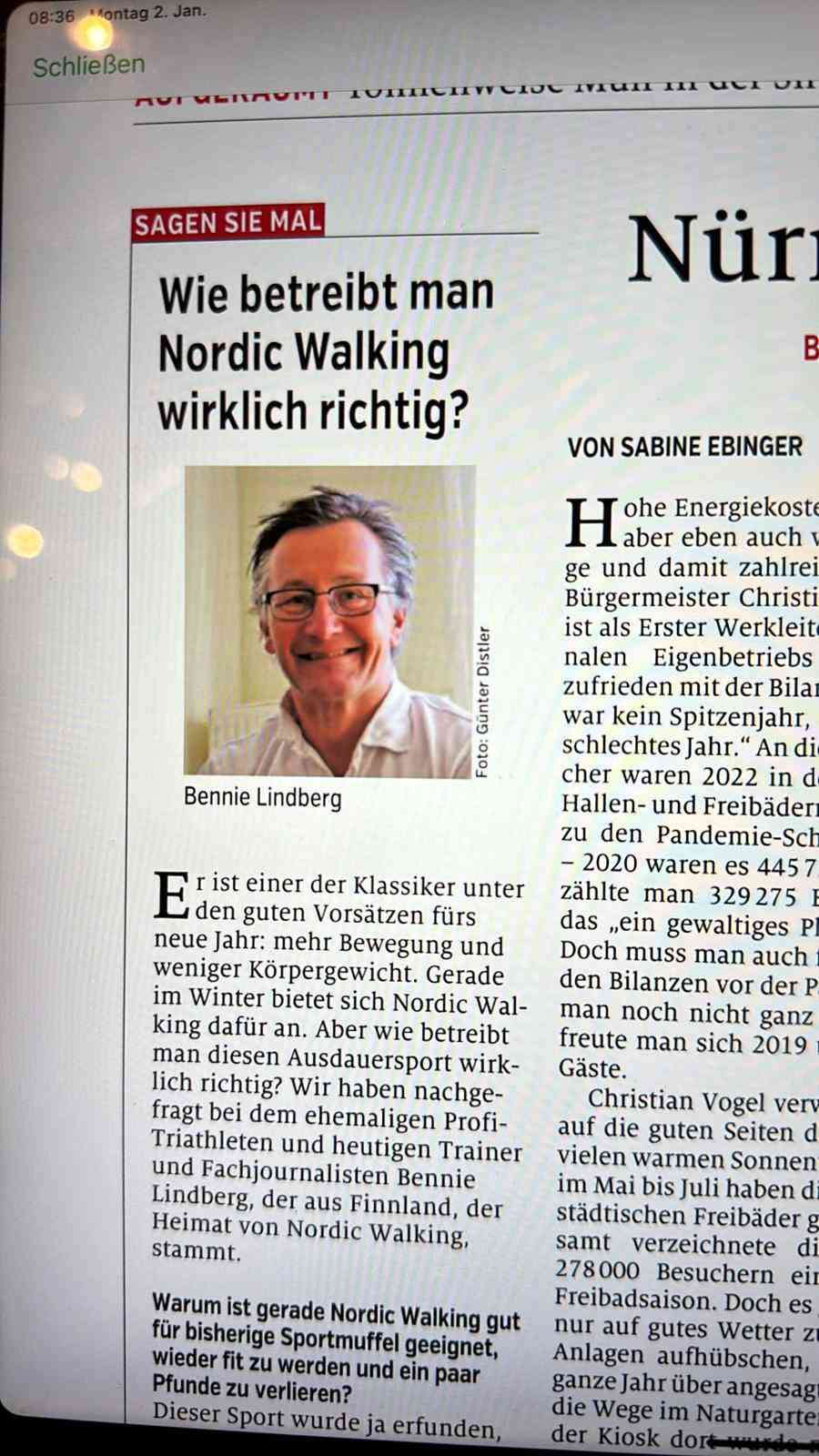 Interviuw Bennie Lindberg in den Nürnberger Nachrichten